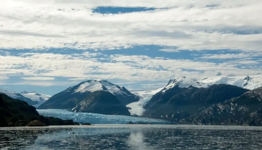 Vue imprenable sur le glacier Amalia, où la glace ancienne rencontre les eaux cristallines.