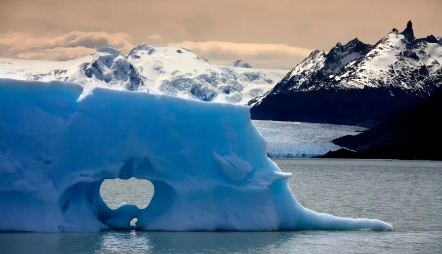 A close-up of the majestic San Rafael Glacier, captured from the pristine waters of Patagonia.