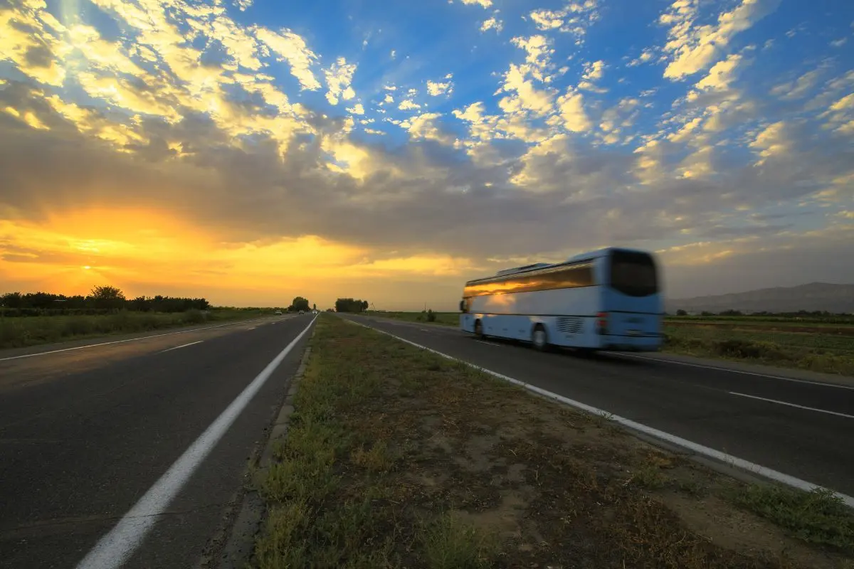 Patagonian bus journey across remote landscapes between bases.