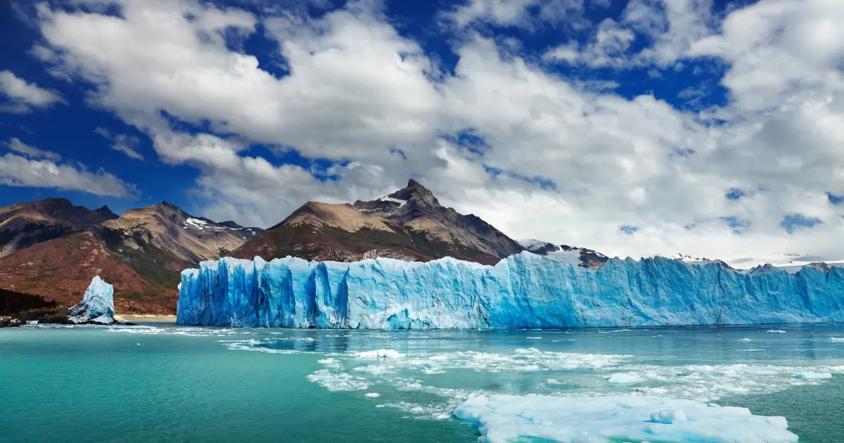 Perito Moreno Glacier ice wall over a turquoise lake, El Calafate, Patagonia Argentina